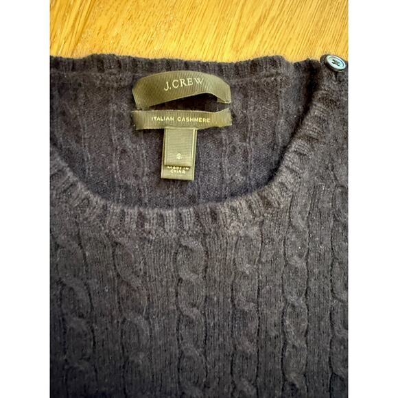 J.CREW Collection Women's S Crewneck Sweater Cashmere Navy Cable Knit - Picture 2 of 7